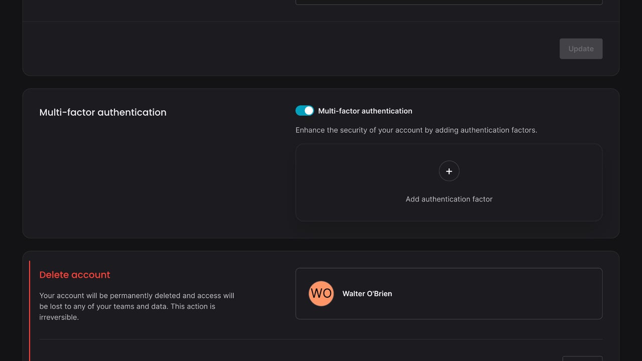 Multi-factor authentication settings