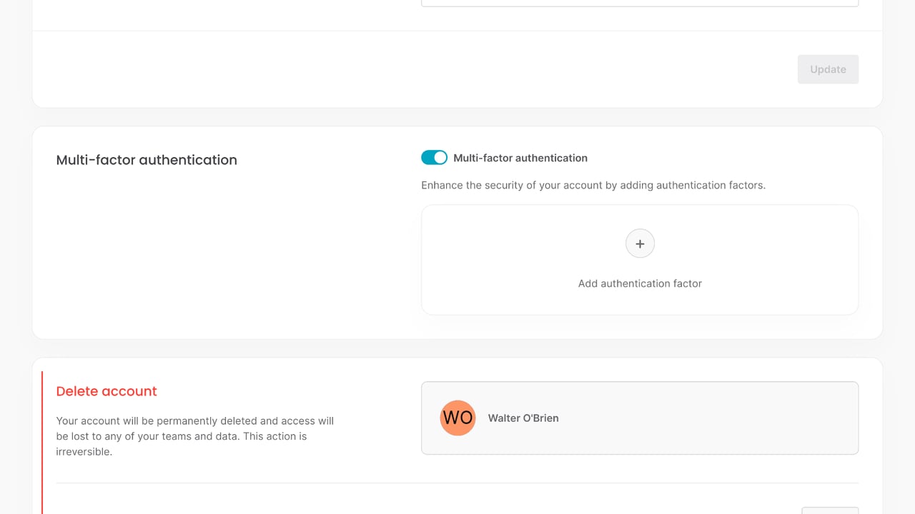 Multi-factor authentication settings