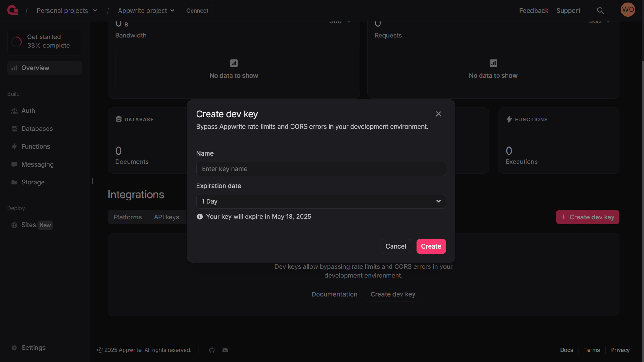 Create dev key
