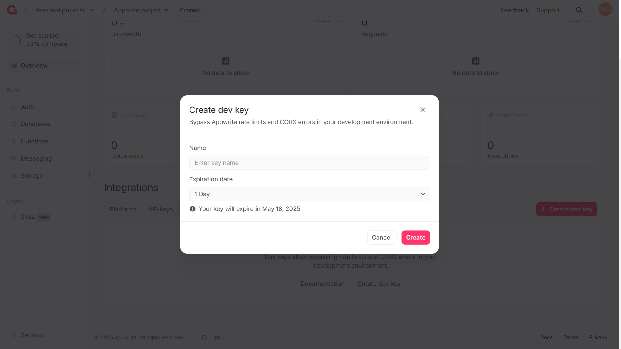 Create dev key