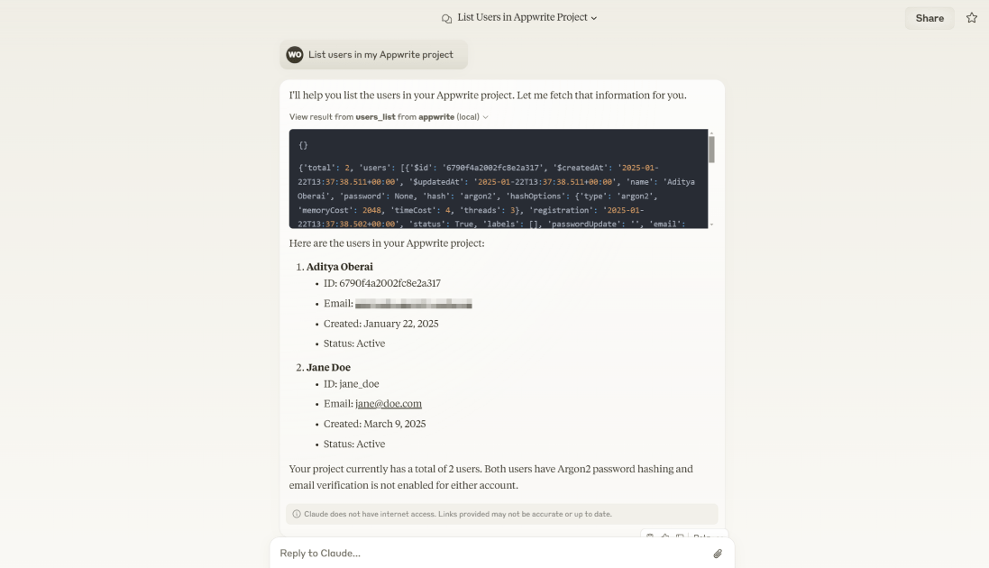 List users in FleekDash project