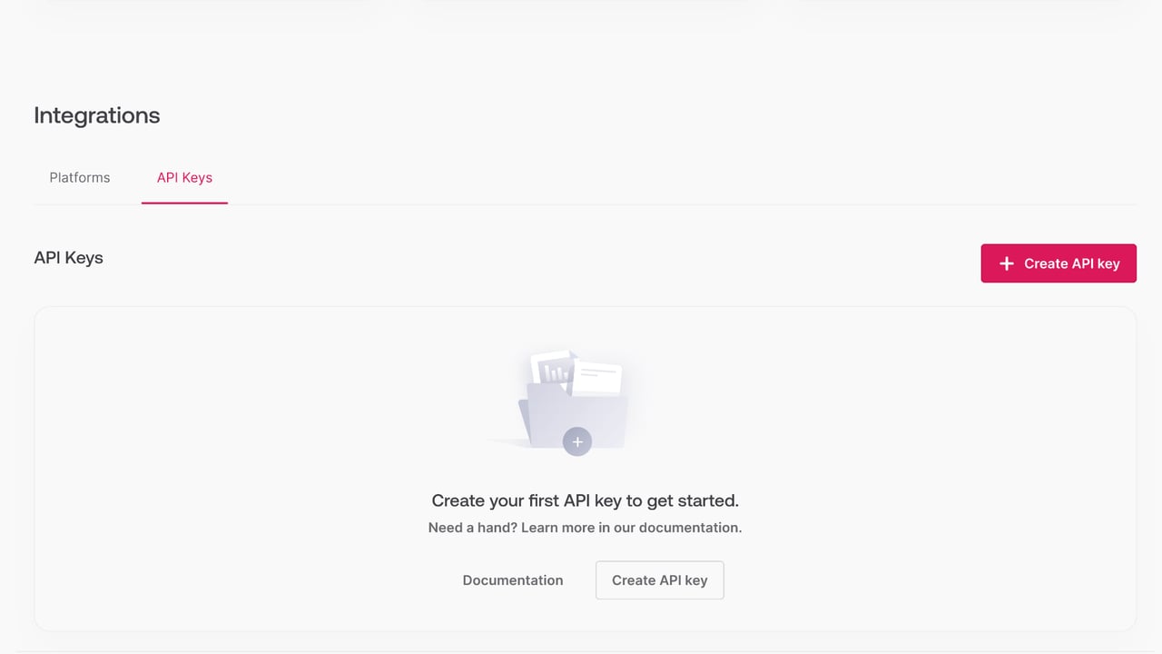 Project settings screen